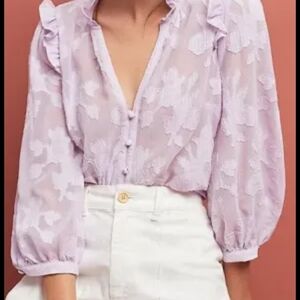 EUC Maeve Lilac Embroidered Blouse